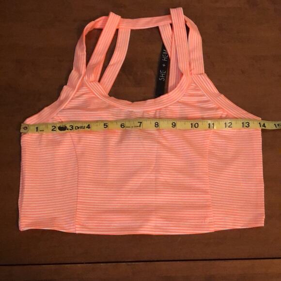 She + Hem Orange & White Striped Crop Top Knit Summer Cropped Beach - Picture 7 of 11